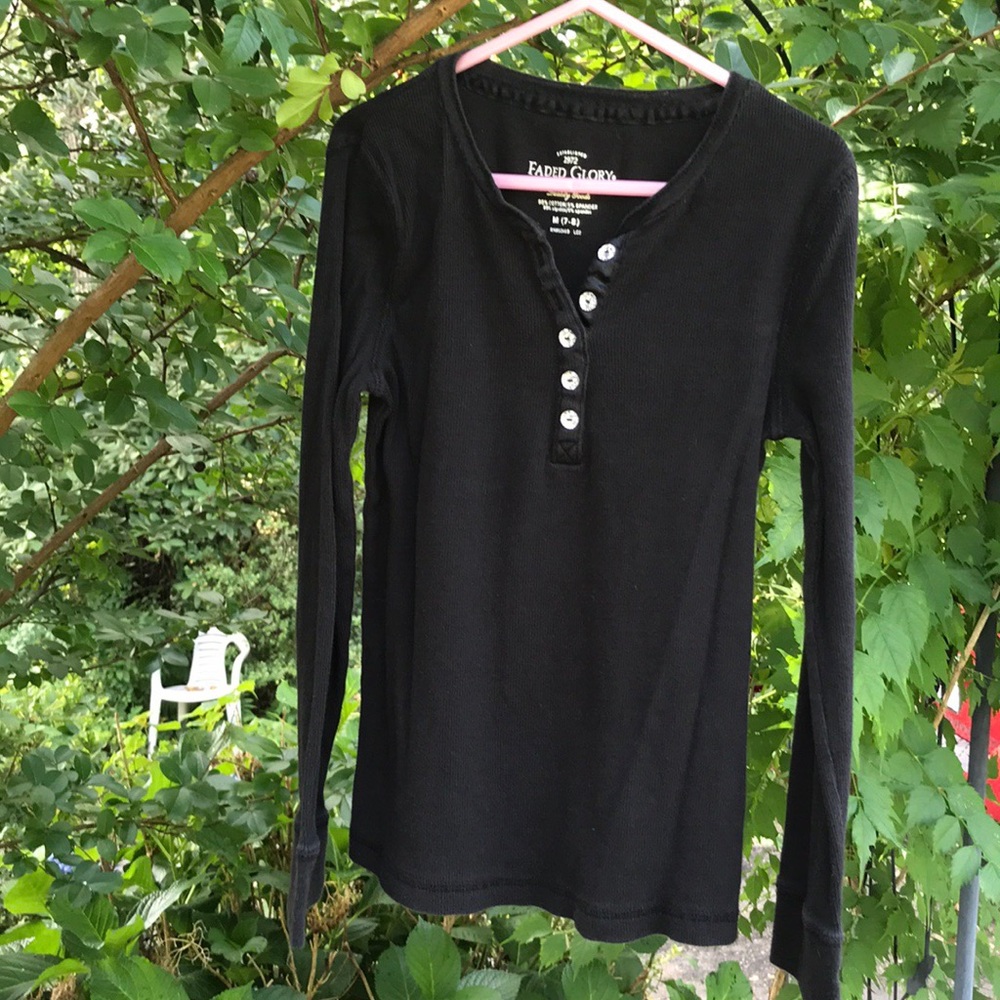 Real Love Diamond Design Leggings & Faded Glory Long Sleeves Button Top M 7/8